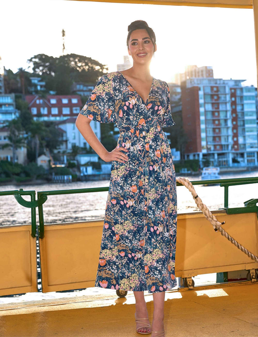 Cornelis 'Tulip Fields' Empire Line Dress