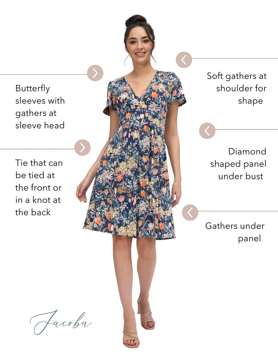 Jacoba 'Tulip Fields' Butterfly Sleeve Dress
