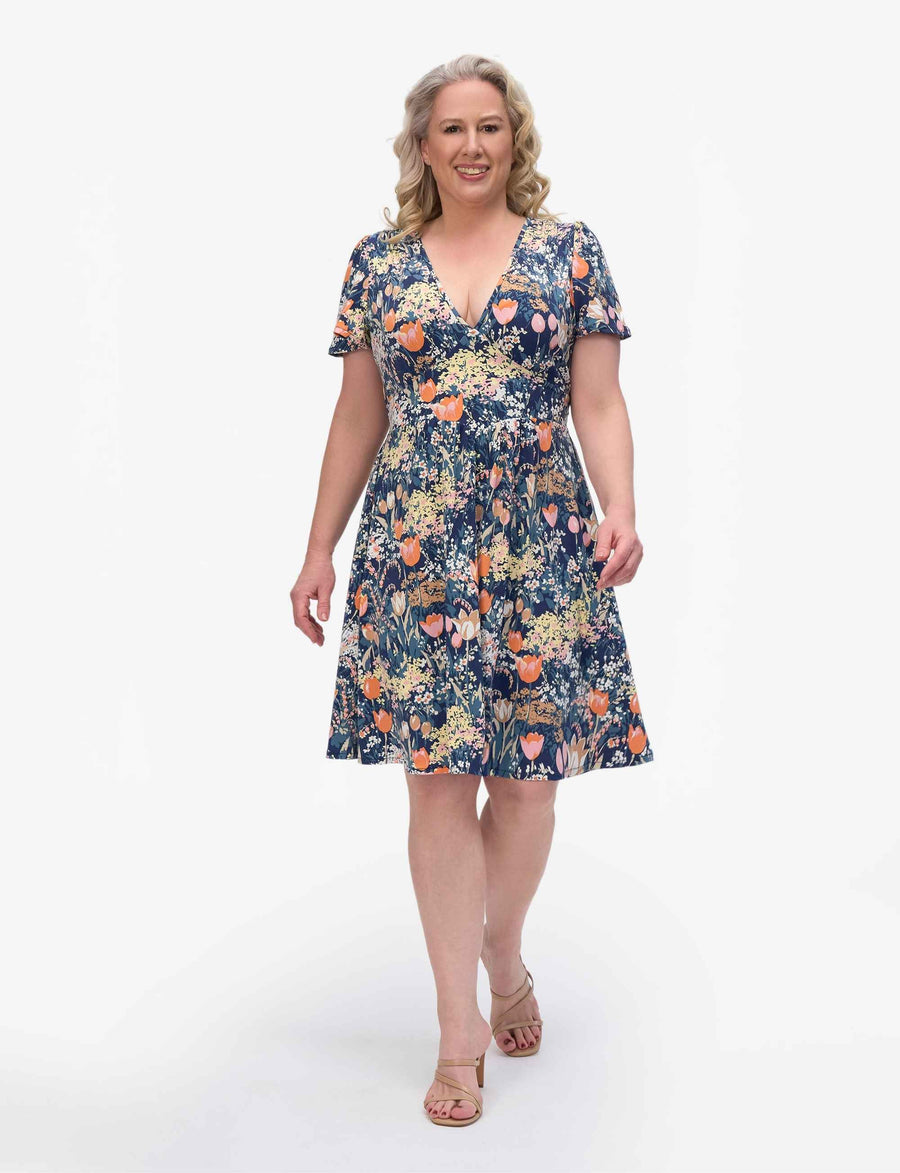 Jacoba 'Tulip Fields' Butterfly Sleeve Dress