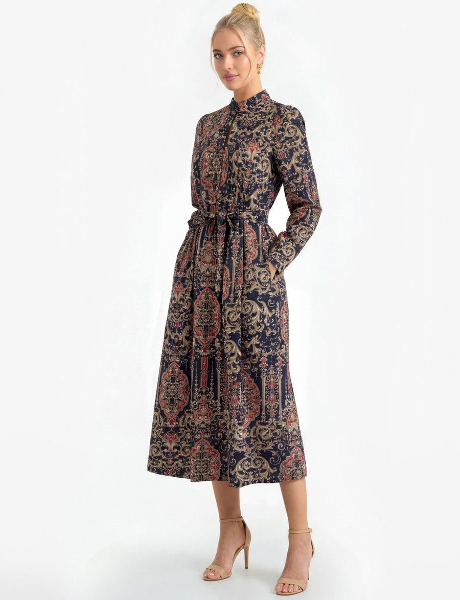 venetian midi dress Venetian Dreams Floral Midi Dress in Blue L / Blue