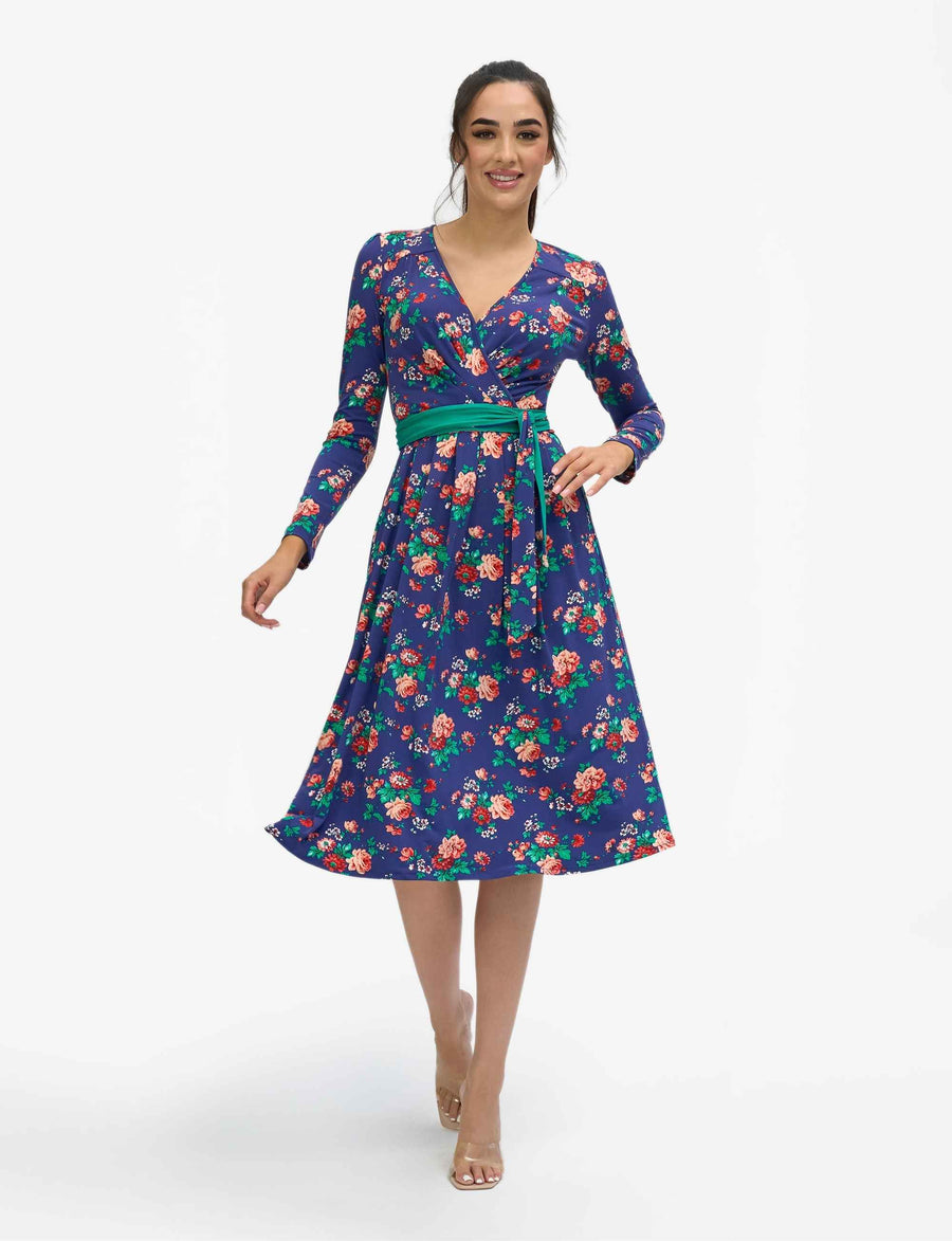 Dominique 'Winter Rose' Faux Wrap with Sash NEW ARRIVAL