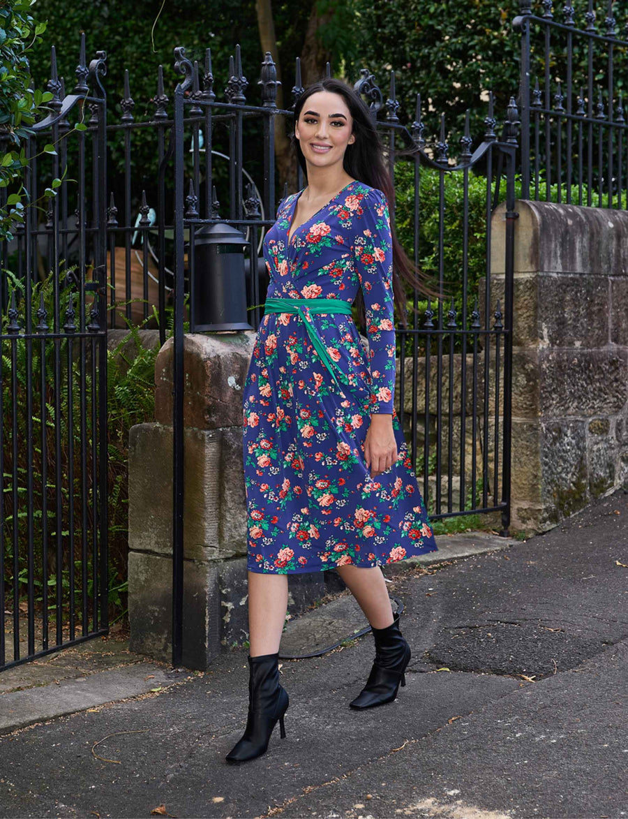 Dominique 'Winter Rose' Faux Wrap with Sash NEW ARRIVAL