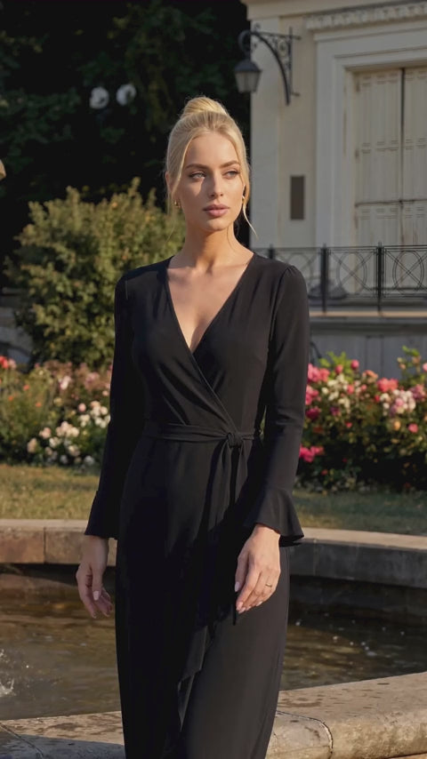 bestie wrap midi jersey dress - black reviews Bestie wrap midi jersey dress