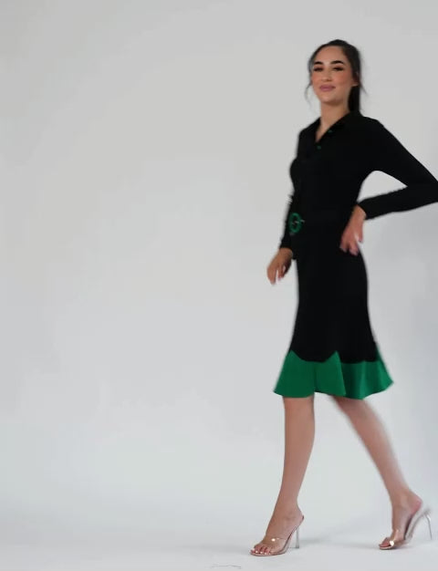 Irene 'LBD' Green Shirtmaker Dress NEW ARRIVAL