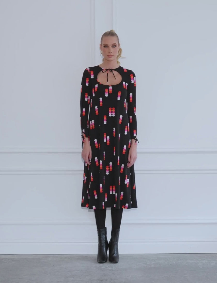Frances 'City Lights' Feature Neckline A-Line Dress