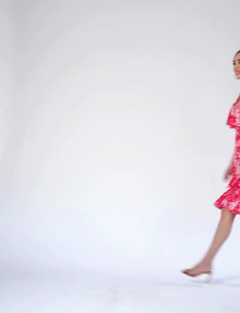 Peaches 'Strawberry Spritz' Faux Wrap with Cape