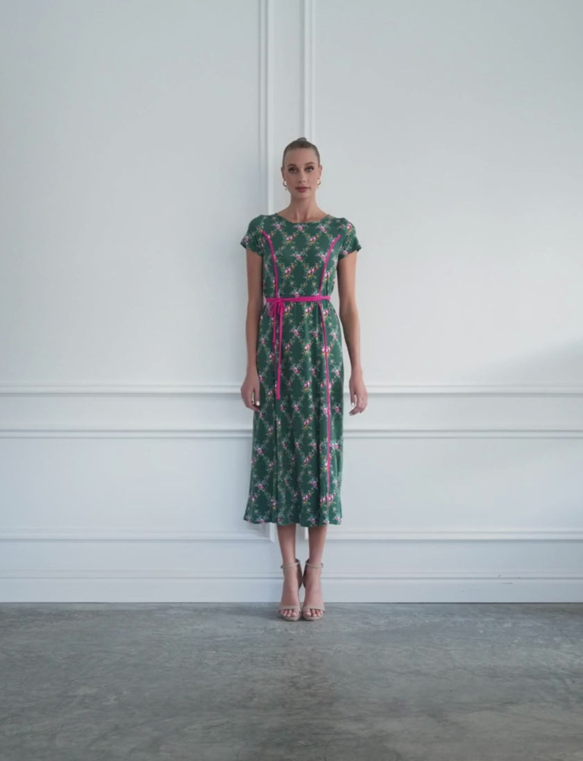 Luna 'Peony Trellis' Swing Sheath Midi Dress
