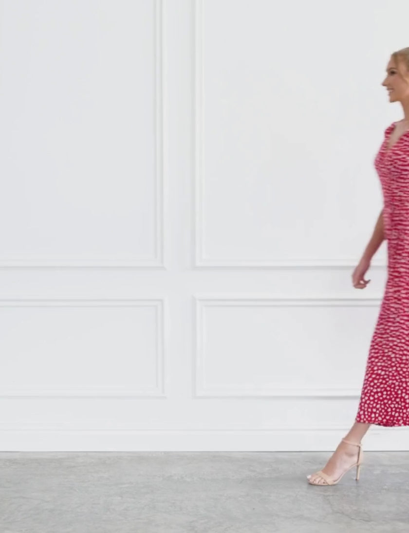 Calla 'Red Flora' True Wrap Midi Dress