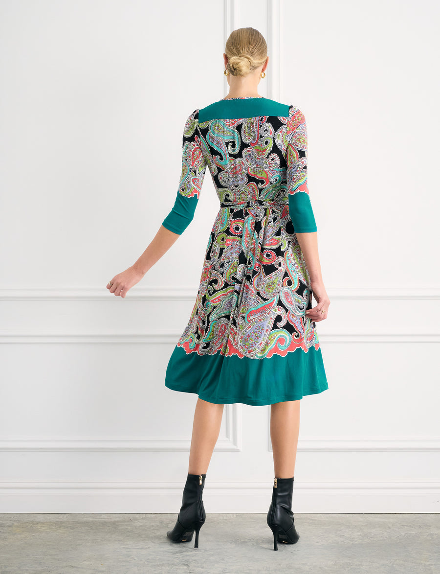 Francesca 'Paisley Park' Faux Wrap Knee Length Dress