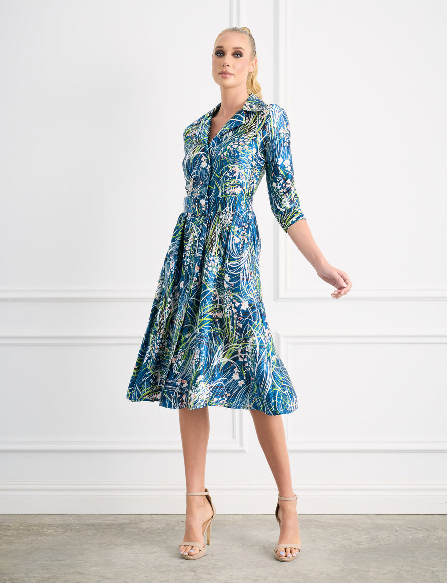 Caroline 'Meadowland' Limited Edition Silk Midi Dress