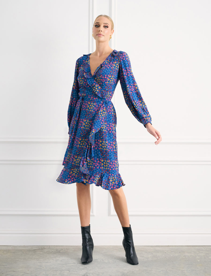 Emily 'Love Child' True Wrap Frill Knee Length Dress