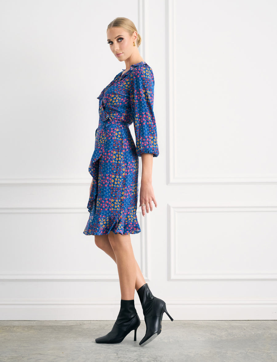 Emily 'Love Child' True Wrap Frill Knee Length Dress
