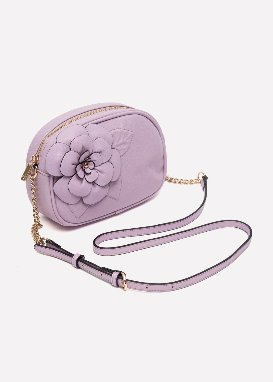 Fleur Rose Lavender Crossbody Handbag